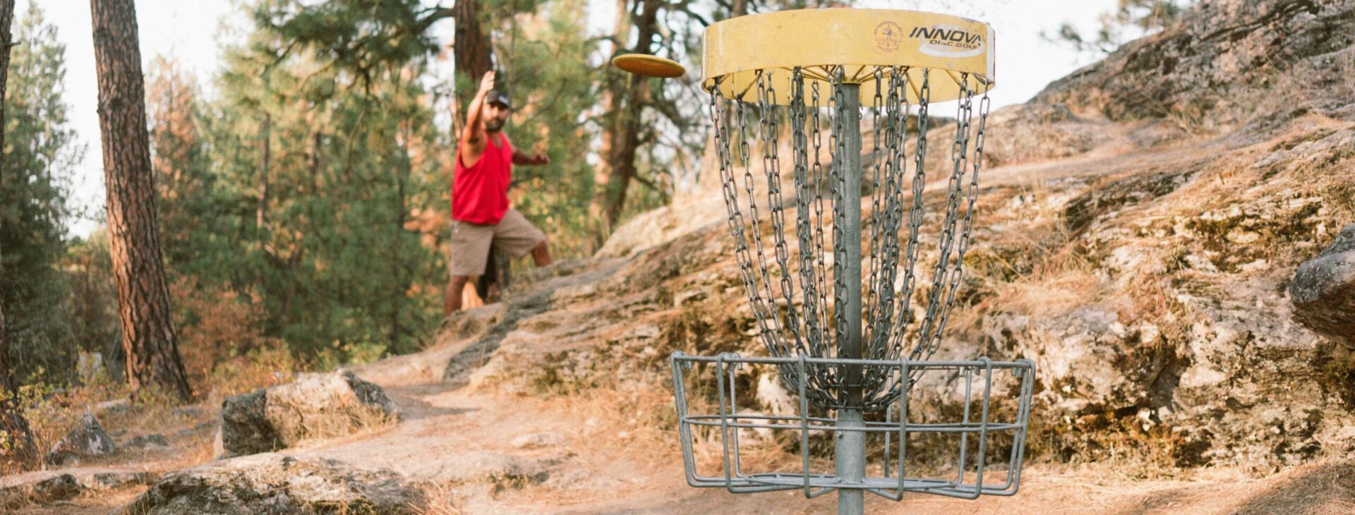 Player putting from a rock